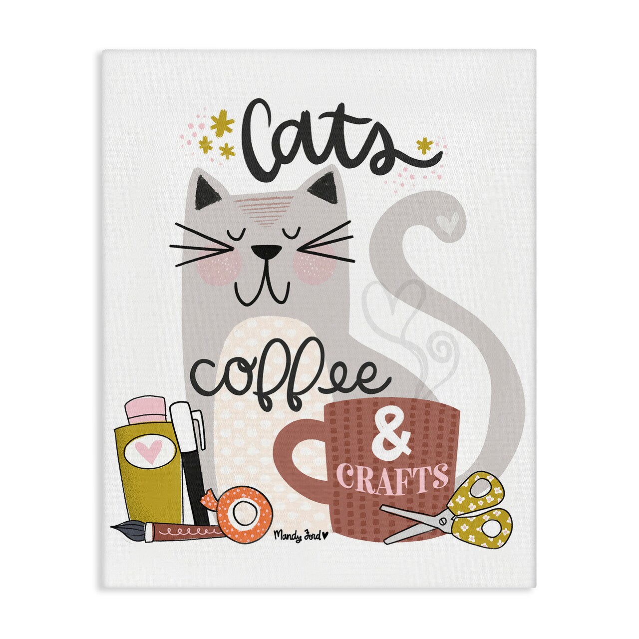 Stupell Industries Cats Coffee & Crafts Canvas Design by Mandy Ford Art + Illustration
